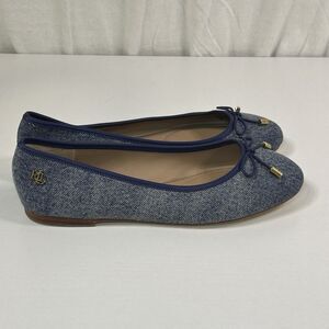 Lauren Ralph Lauren Women's Jayna Blue Denim Leather Lined Flat Ballet Sz 5.5